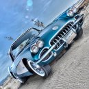 '58 Corvette - Gunmetal Blue - Ceramic Tile Coaster